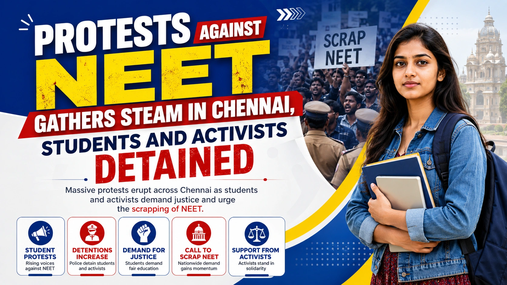 Protests Against NEET Gathers Steam in Chennai, Students and Activists Detained